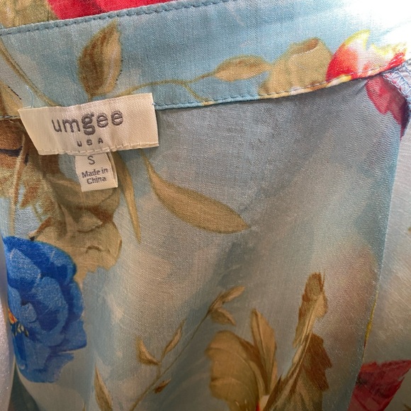 Umgee Turquoise Sheer Floral Blouse - Picture 7 of 11
